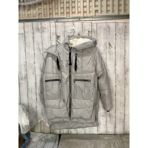 Bagatelle Sport Hood Layered Puffer PARKA Jacket coat Water RESIST GREY Women S